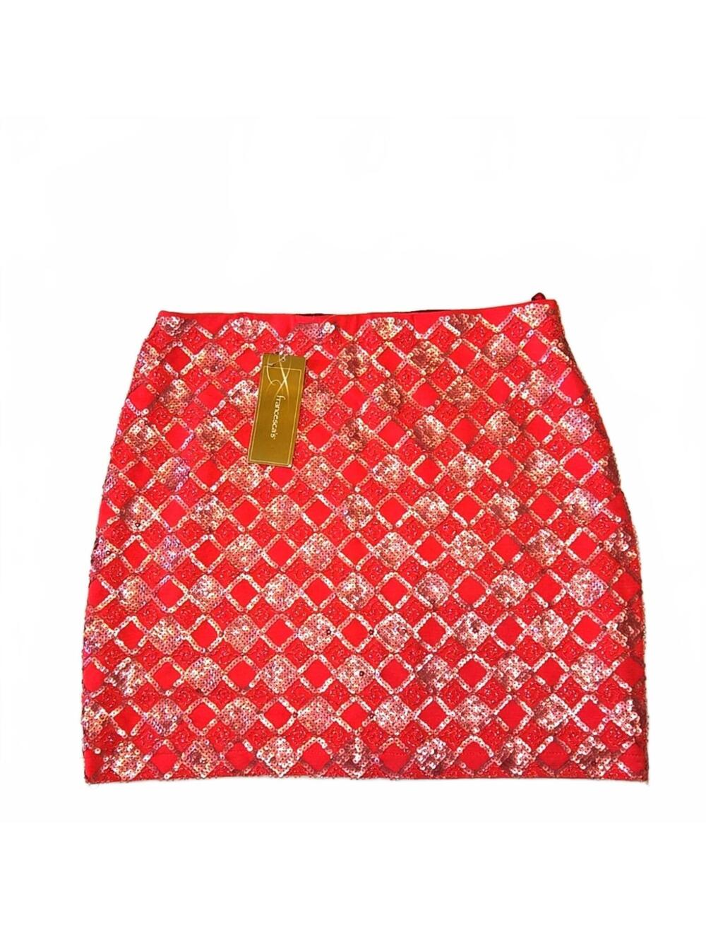 Miami Coral Pink Red Sequined Skirt Size Medium New
